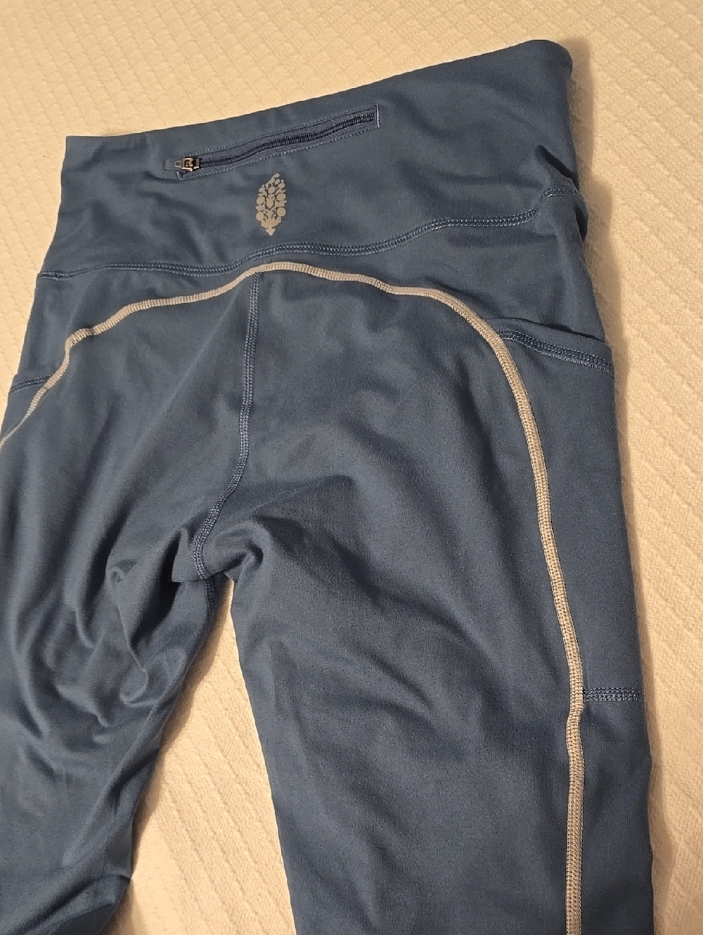 Free People Blue Leggings Contrast Piping Back Zip Pocket     #X - Picture 4 of 16
